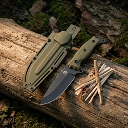 Cuchillo de hoja fija táctico para exterior con funda