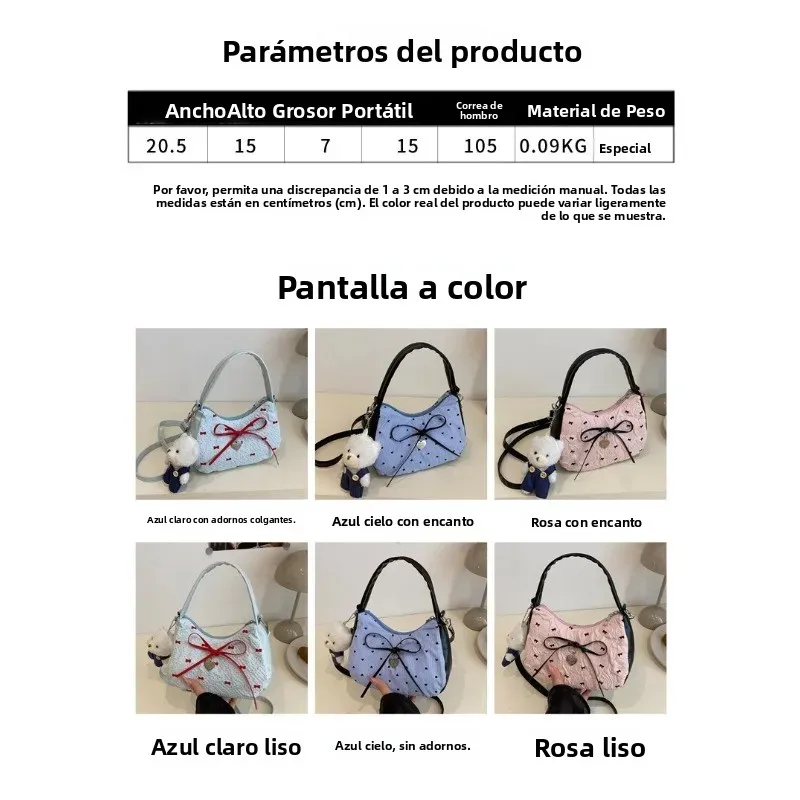 Bolso bandolera mujer estilo coreano con lazo, diseño exclusivo - imagen 3