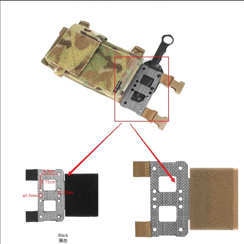 Portacuchillos táctico MOLLE para montaje en pecho con placa T - imagen 3