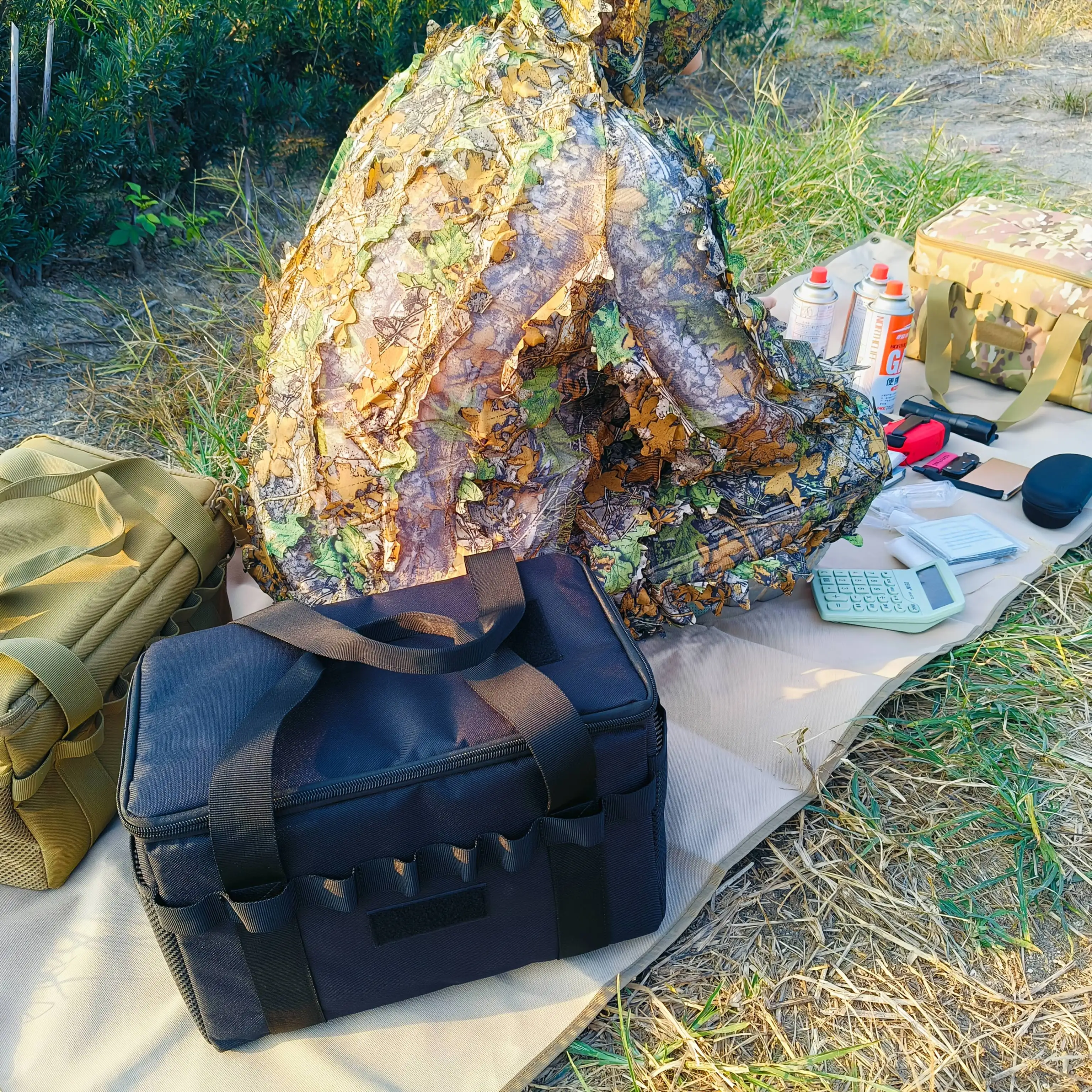 Bolsa táctica negra para camping y picnic