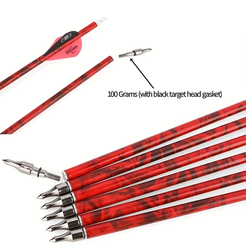 Flechas de carbono Spine 500, eje 6,2 mm, plumas goma para caza - imagen 5