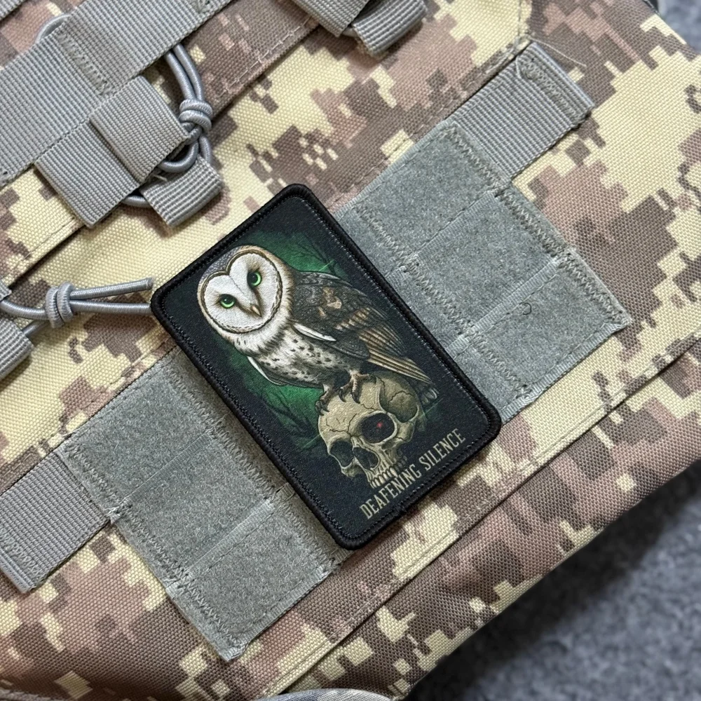 Parche táctico moral búho calavera con velcro gancho y bucle