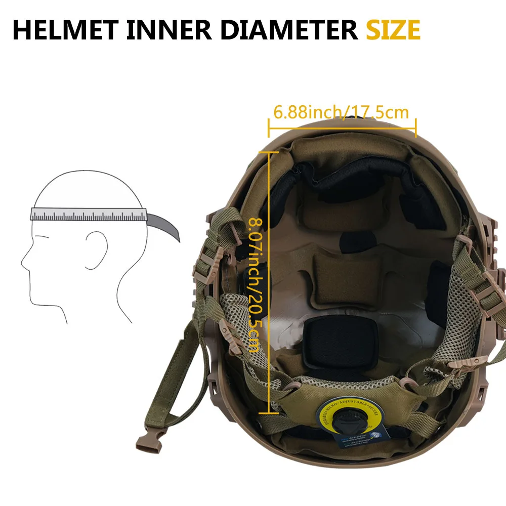 BOOIU Casco Táctico Balístico ACH Corte Alto Kevlar con Wendy - imagen 3