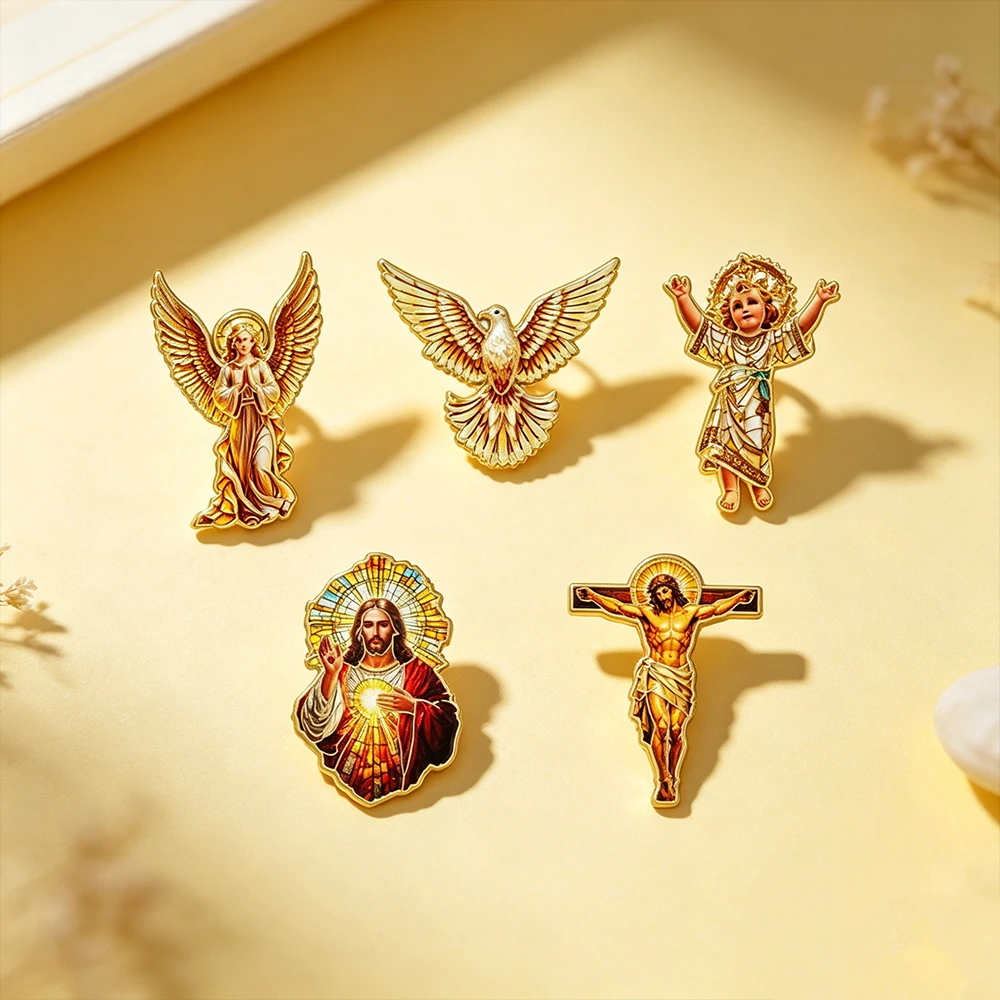 Parche bordado religioso ángel, paloma y cruz para ropa táctica