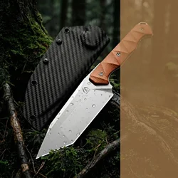 Cuchillo fijo de acero para exteriores, pequeño de emergencia