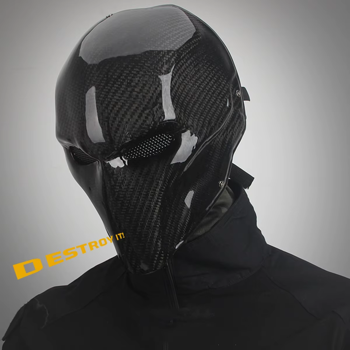 Máscara fibra de carbono Airsoft face cover Deathstroke – Cosplay Halloween