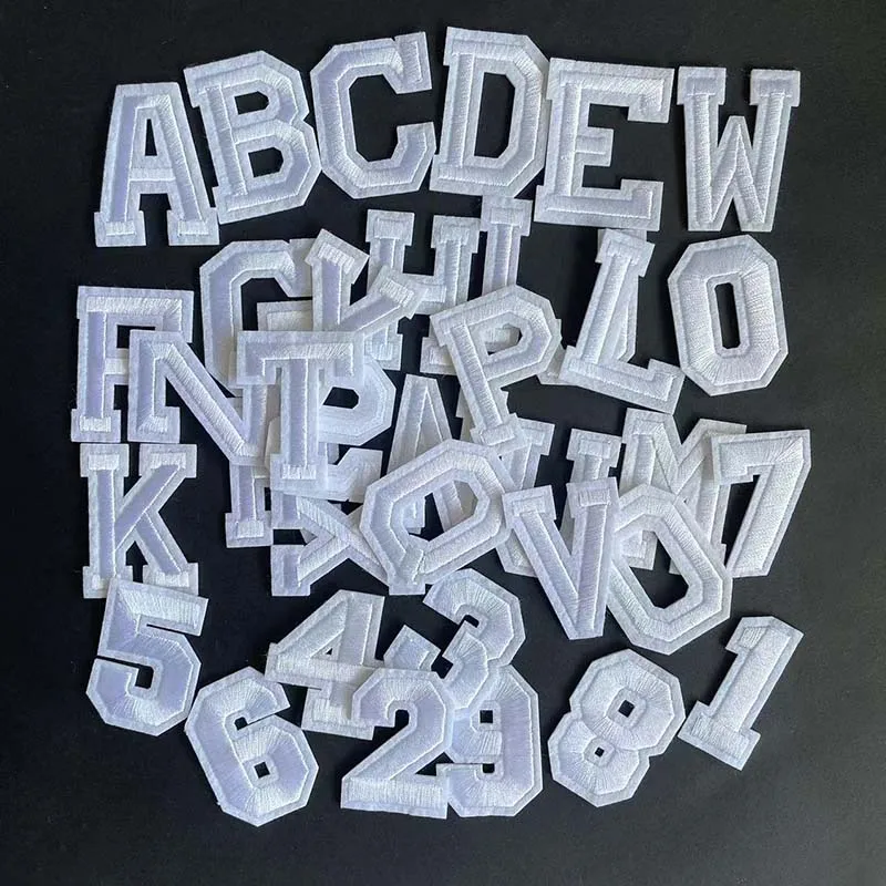 Parche bordado blanco letras A-Z y números 0-9 para planchar - imagen 2