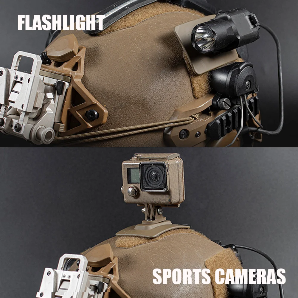 Adaptador base táctico para casco – Montaje fijo GoPro y linterna - imagen 4