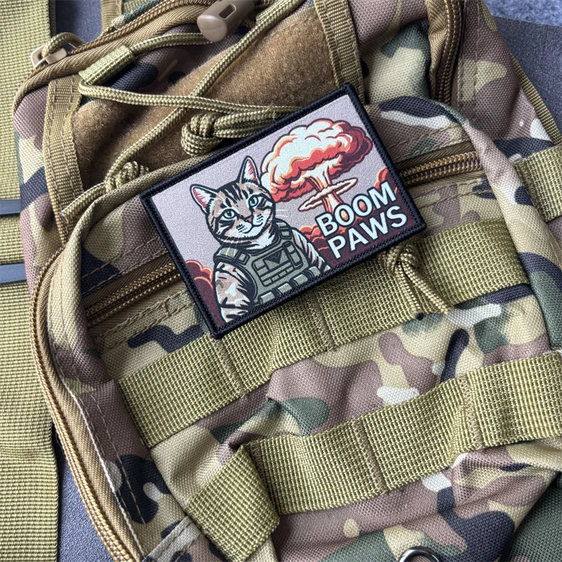 BOOM PAWS Parche táctico gato – gancho y bucle para ropa