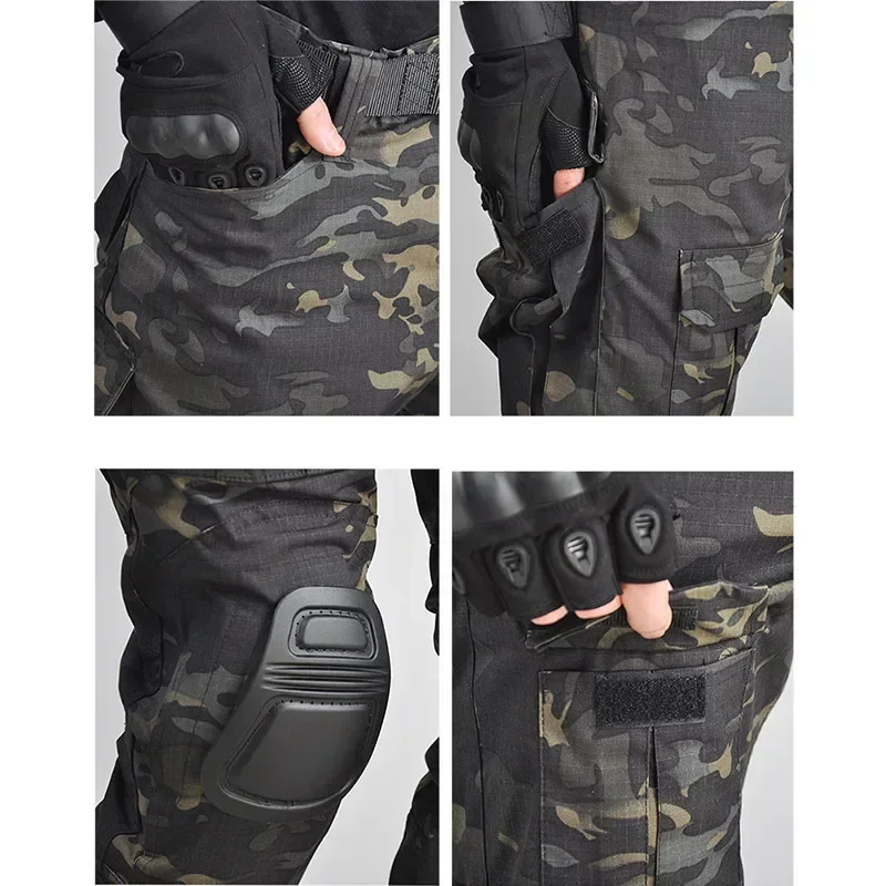 MCBK traje táctico hombre camuflaje negro para caza y entrenamiento - imagen 3