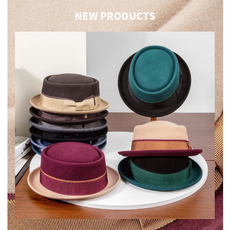 Sombrero fedora de lana para mujer con ala curvada y lazo - imagen 5