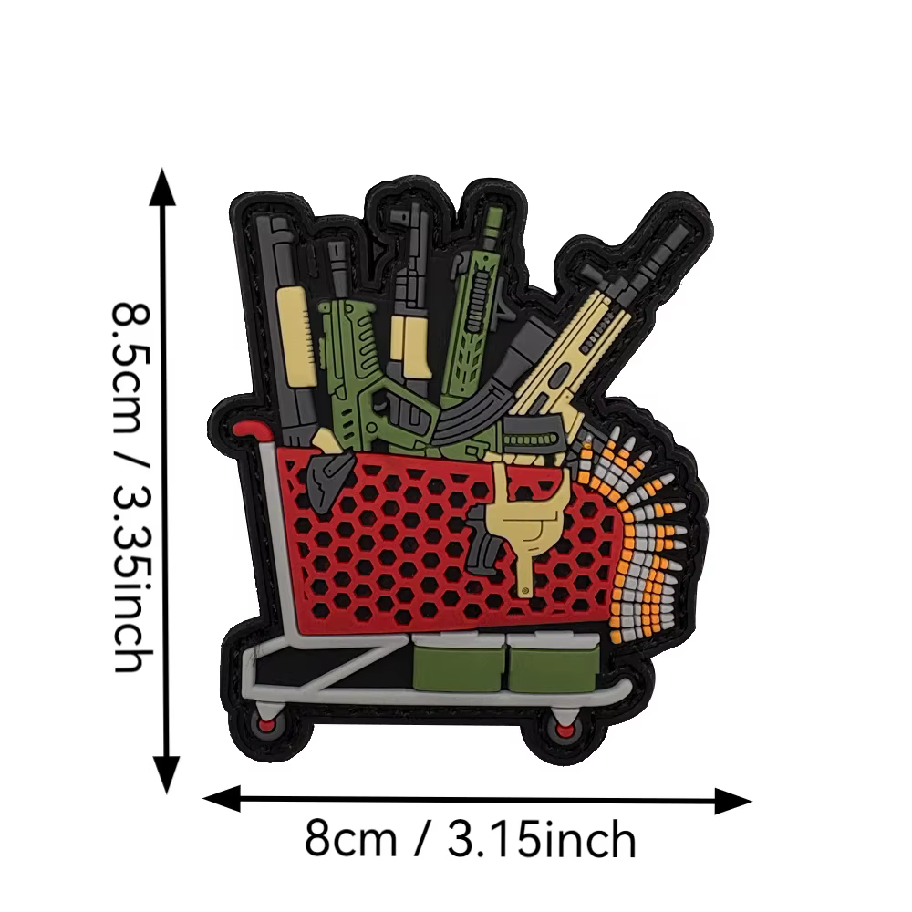 Parche táctico PVC 3D munición ametralladora – Insignia gancho bucle