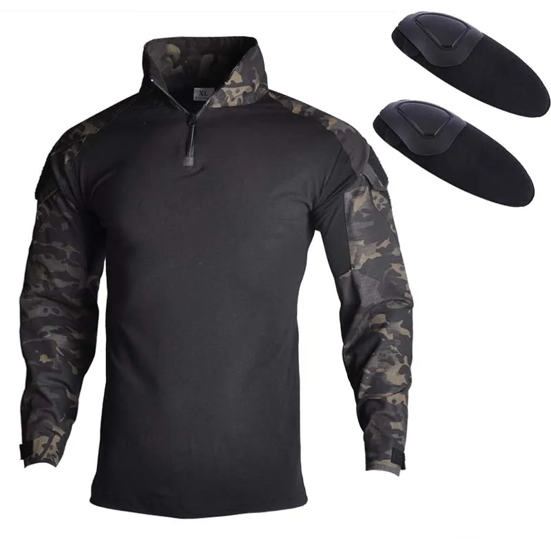Camisa táctica CP con cremallera 1/4 mostrando el patrón de camuflaje