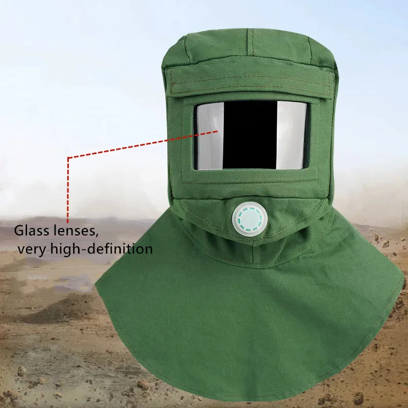 Máscara de chorro de arena con visor HD y diseño tipo sombrero de apicultor