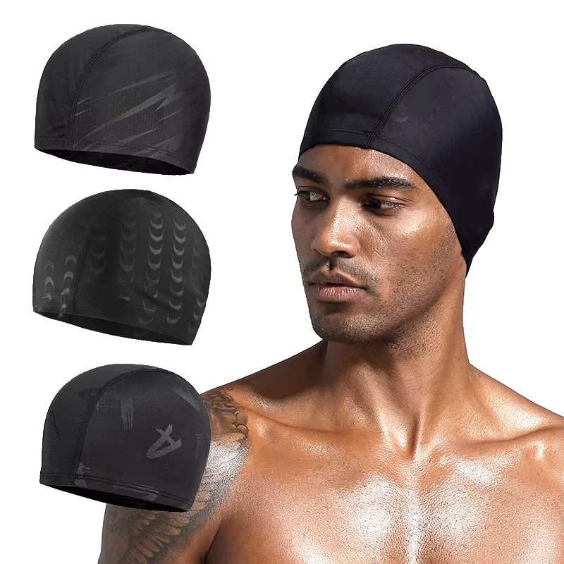 Gorro de natación Licra con estampado de piel de tiburón y relámpago negro