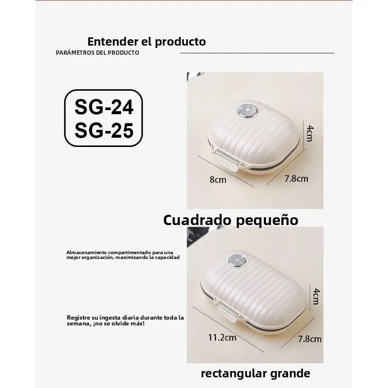 Pastillero portátil sellado para medicación semanal, botiquín
