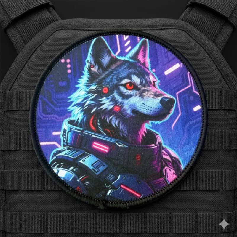 Parche táctico Cyberpunk Wolf con gancho y bucle para mochila - imagen 5