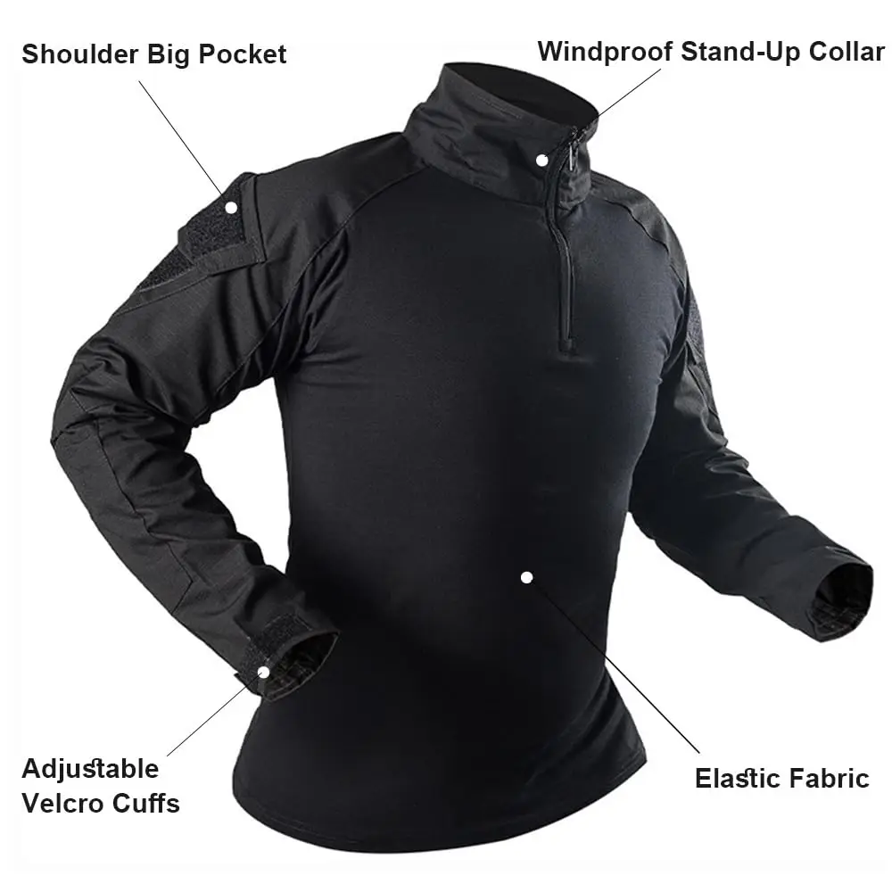 Ropa táctica camuflaje transpirable con cremallera frontal