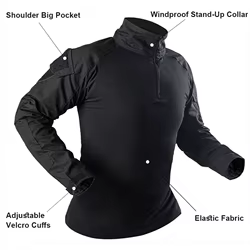 Ropa táctica camuflaje transpirable con cremallera frontal