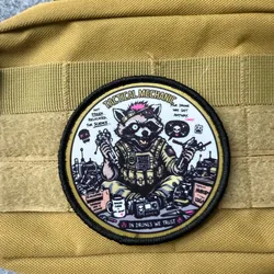 Parche táctico raccoon con velcro gancho y bucle para ropa