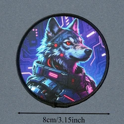 Parche táctico Cyberpunk Wolf con gancho y bucle para mochila
