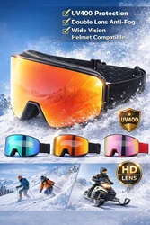 Gafas de esquí JSJM HD antivaho UV400 doble capa
