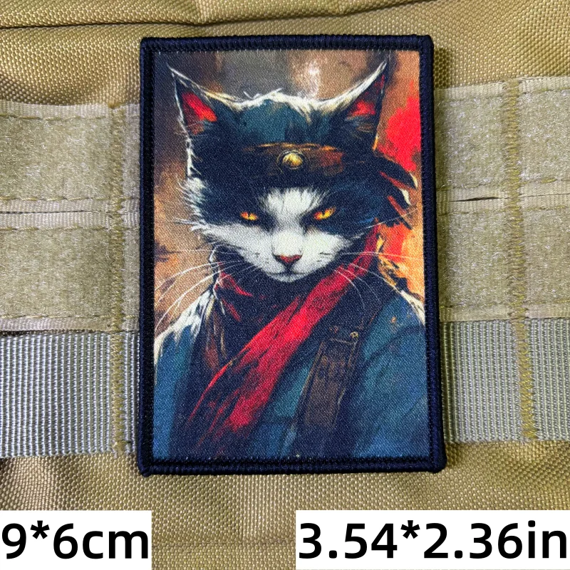 Parche moral táctico de gato retro con velcro para mochila