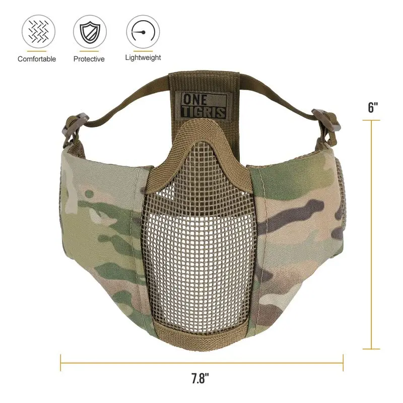 OneTigris Máscara táctica airsoft de malla plegable con orejeras - imagen 2