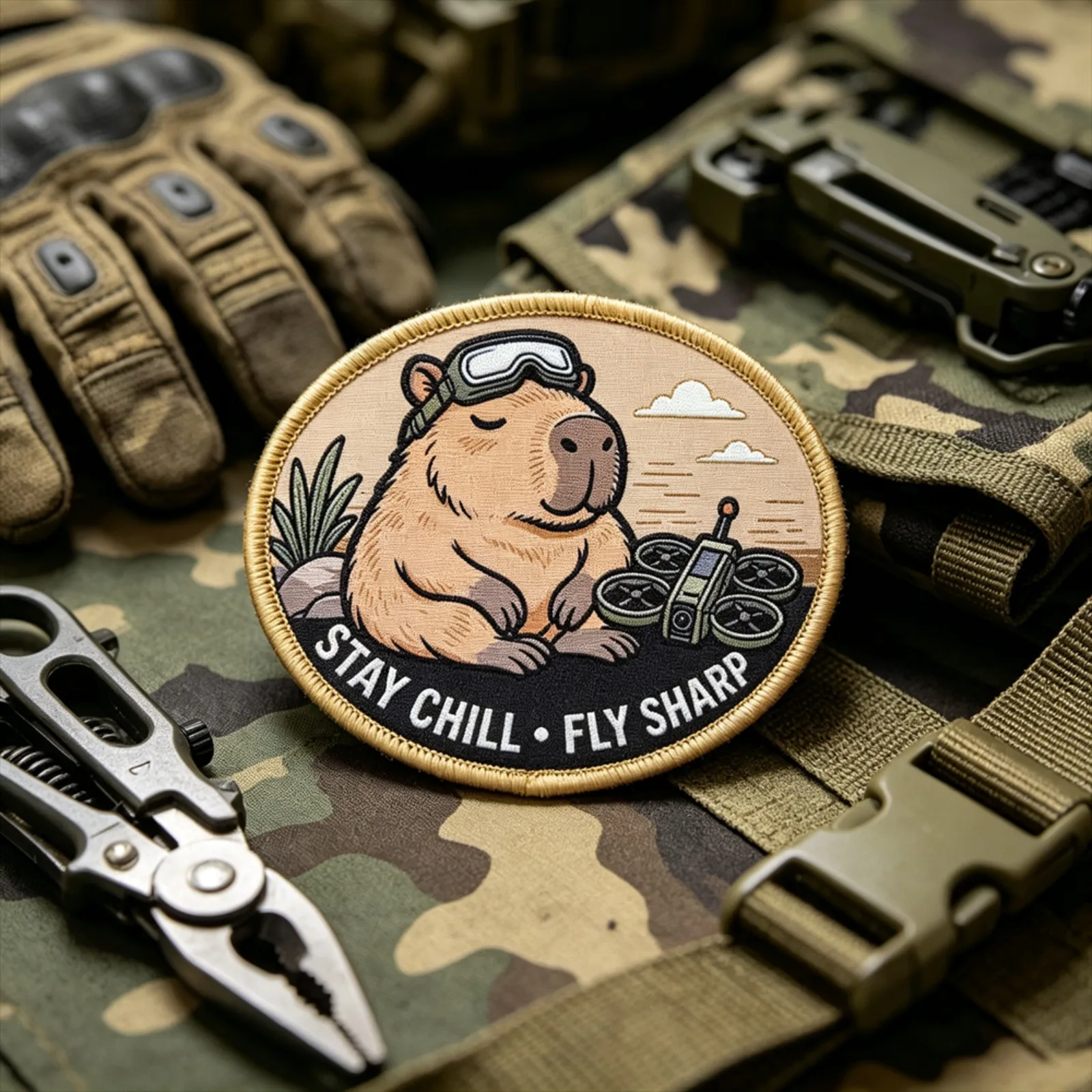 Parche táctico moral Capybara Stay Chill – Insignia gancho bucle para mochila - imagen 5