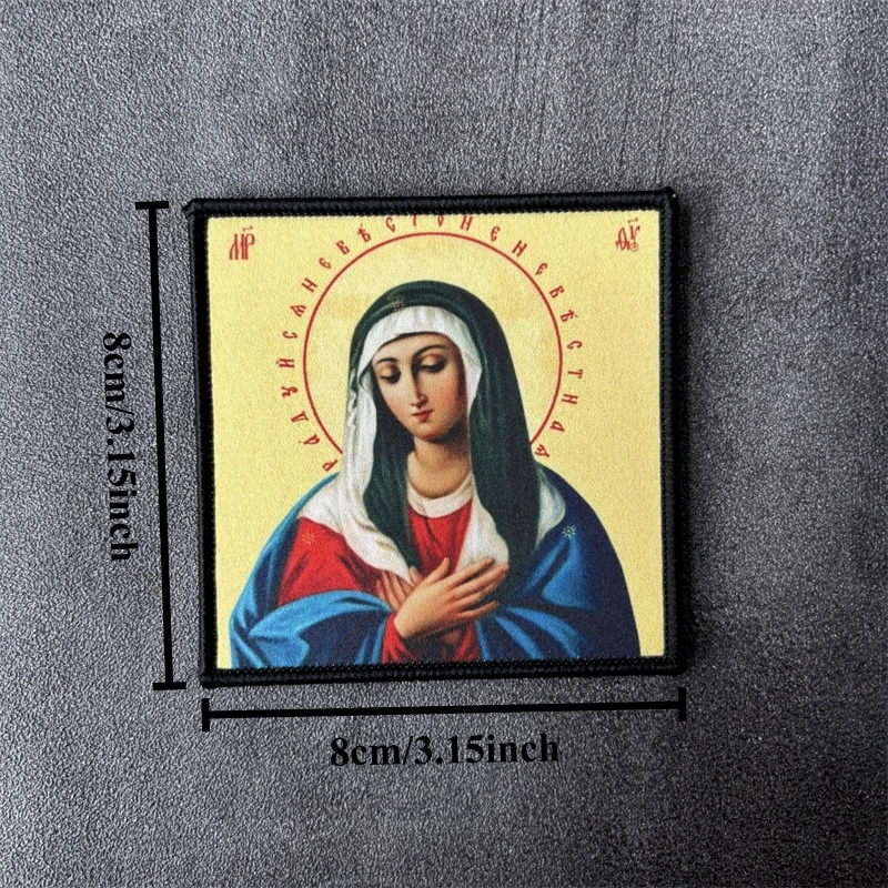 Parche táctico Virgen María, velcro gancho y bucle para ropa - imagen 2