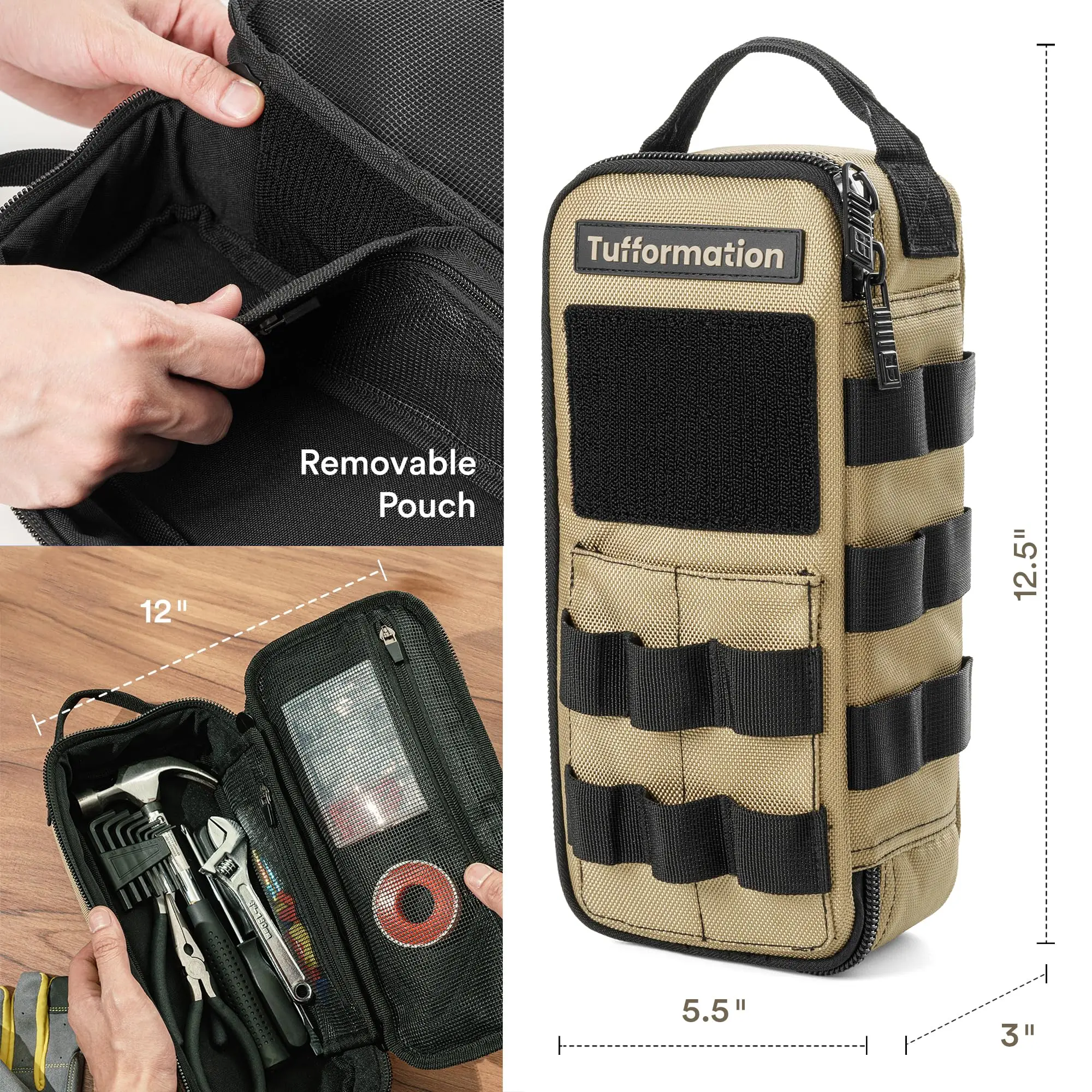Bolsa herramientas compacta resistente con asa y cierre para motos - imagen 4