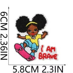 Parche termoadhesivo bordado figura de niña negra para planchar