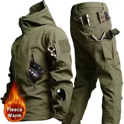 Conjunto táctico camuflaje impermeable forro polar hombre invierno