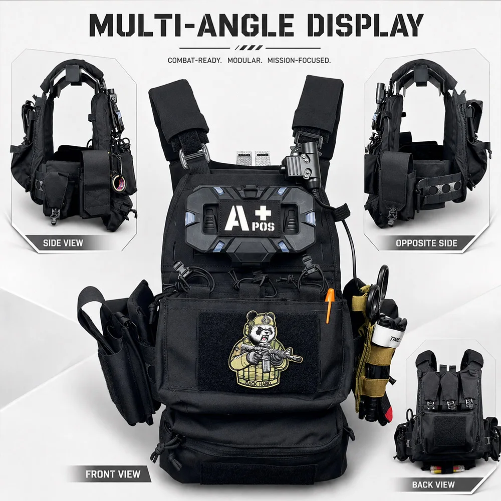 Equipo de airsoft con chaleco táctico y casco FAST PJ - imagen 4