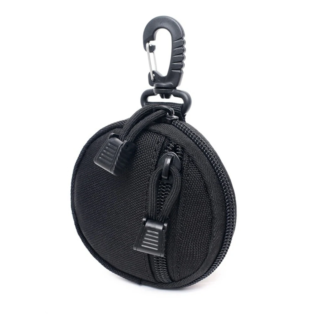 Bolsa táctica MOLLE mini redonda EDC con cierre y mosquetón exterior