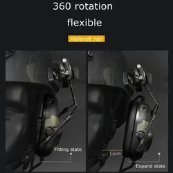 Soporte táctico auriculares casco riel MIL-SPEC giro Airsoft y tiro