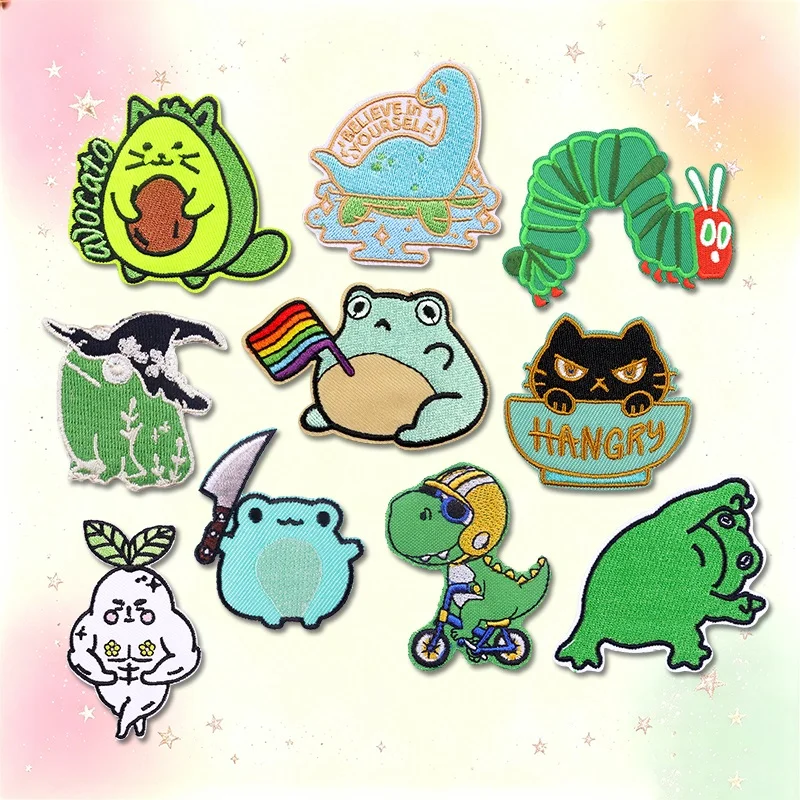 Diseños de gato, rana y pato para decorar ropa