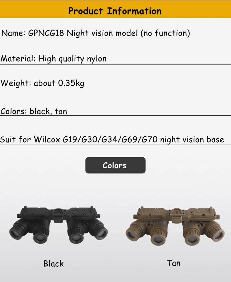Detalle del ajuste y acabado del NVG dummy