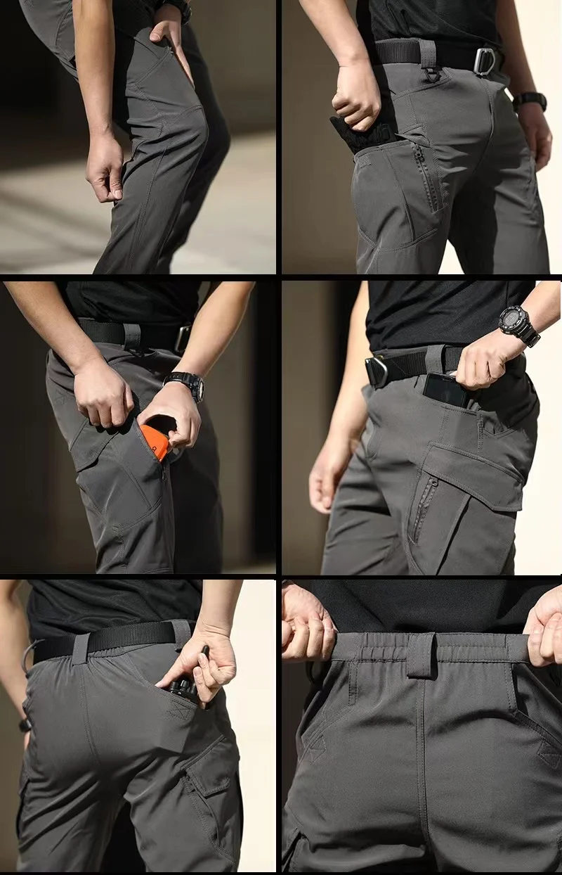 Pantalones tácticos elásticos de carga secado rápido para senderismo - imagen 5