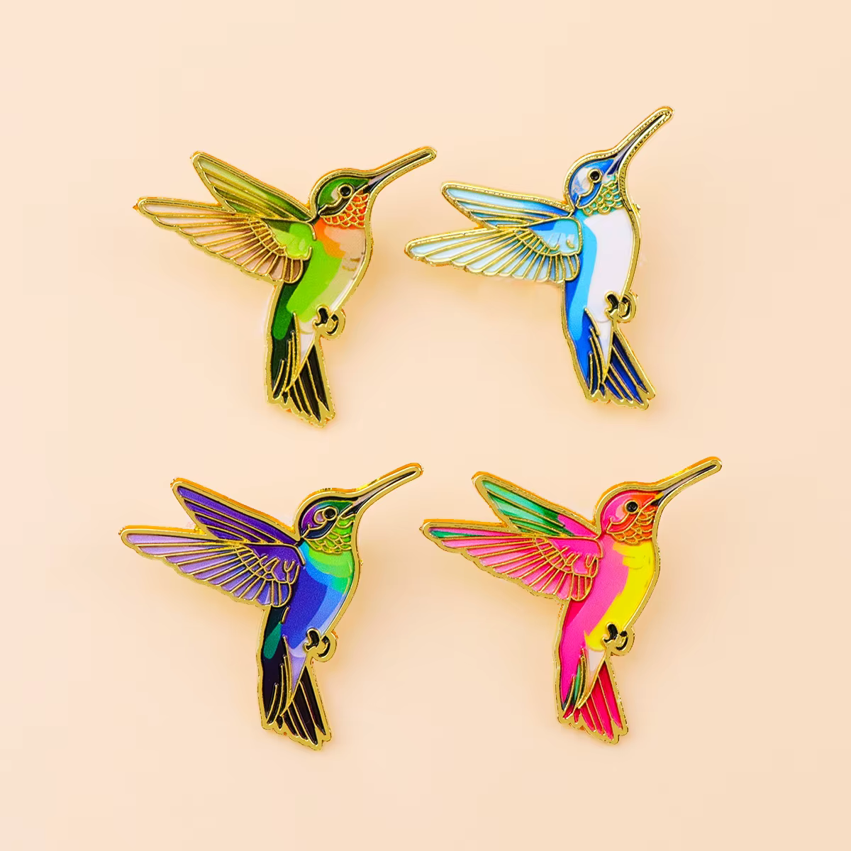 Pin de solapa colibrí esmaltado – broche de metal para mochila - imagen 4