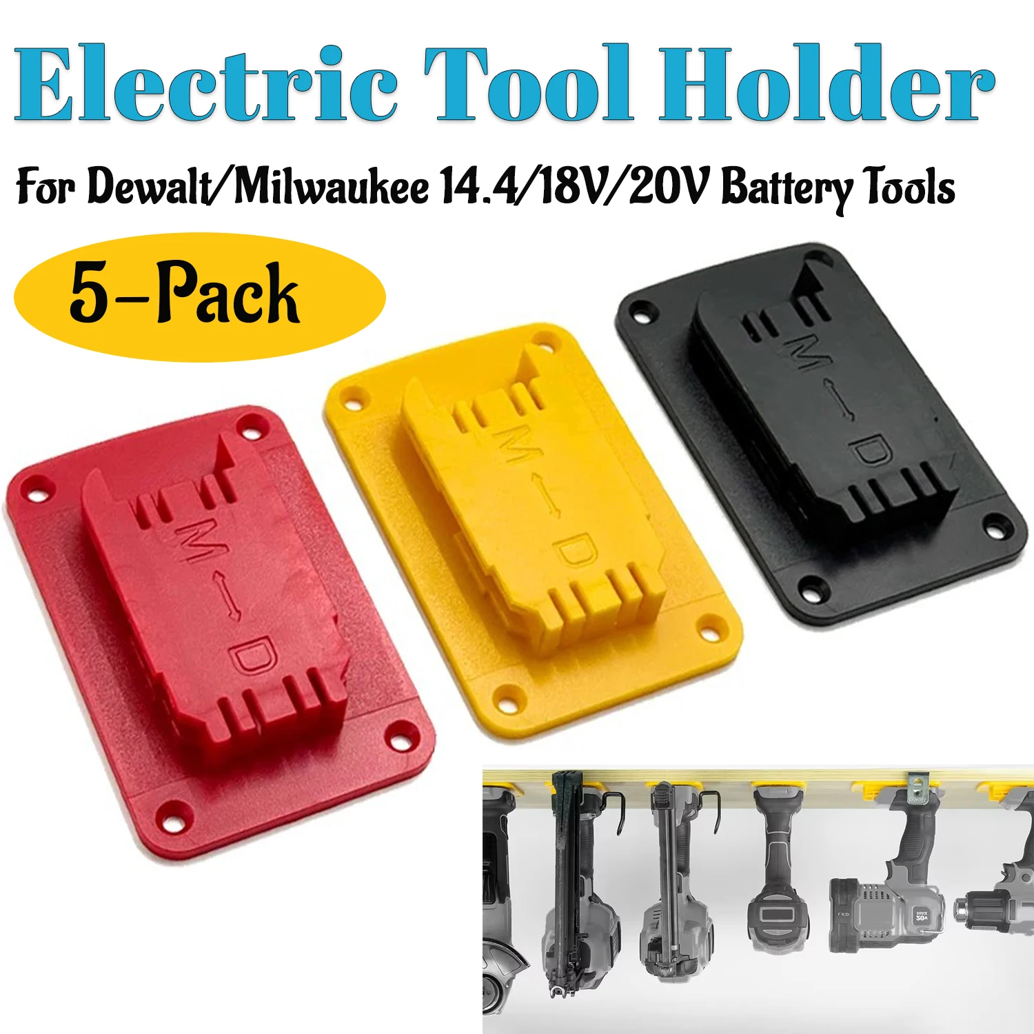 Soporte pared taladros Dewalt y Milwaukee – Kit 5 uds. - imagen 2