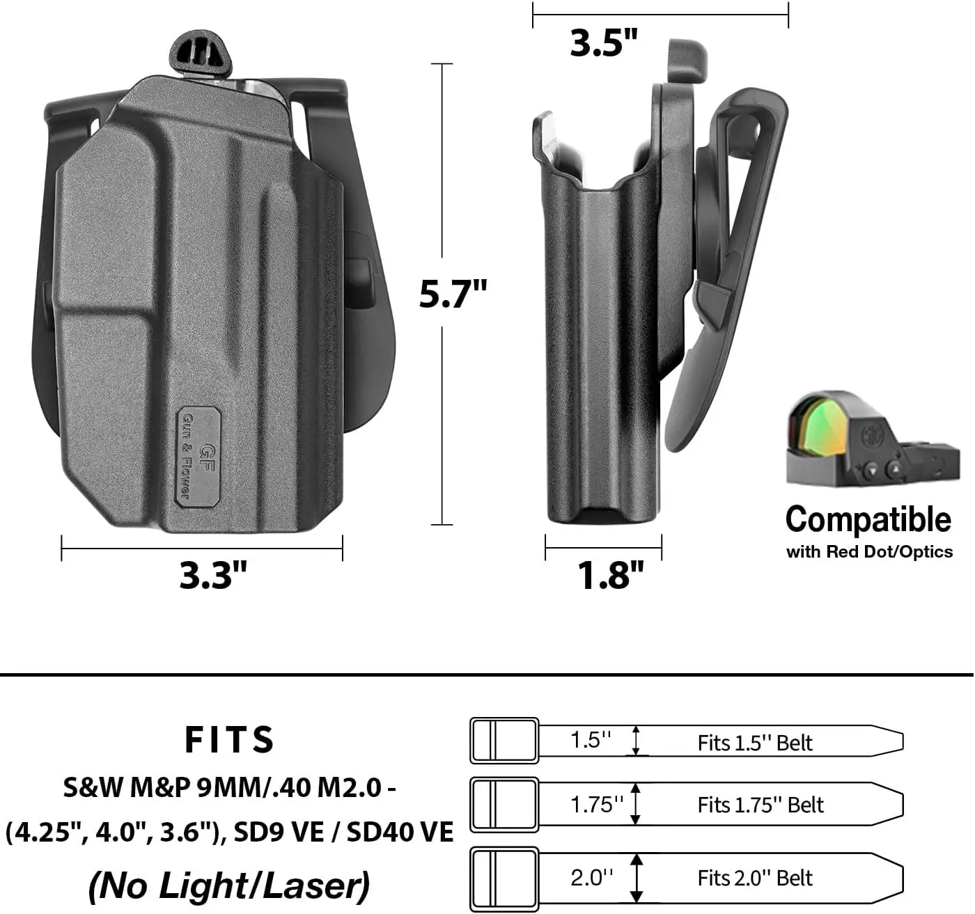 Funda tactica OWB S&W M&P SD9 SD40 M2.0 cinturon - imagen 4