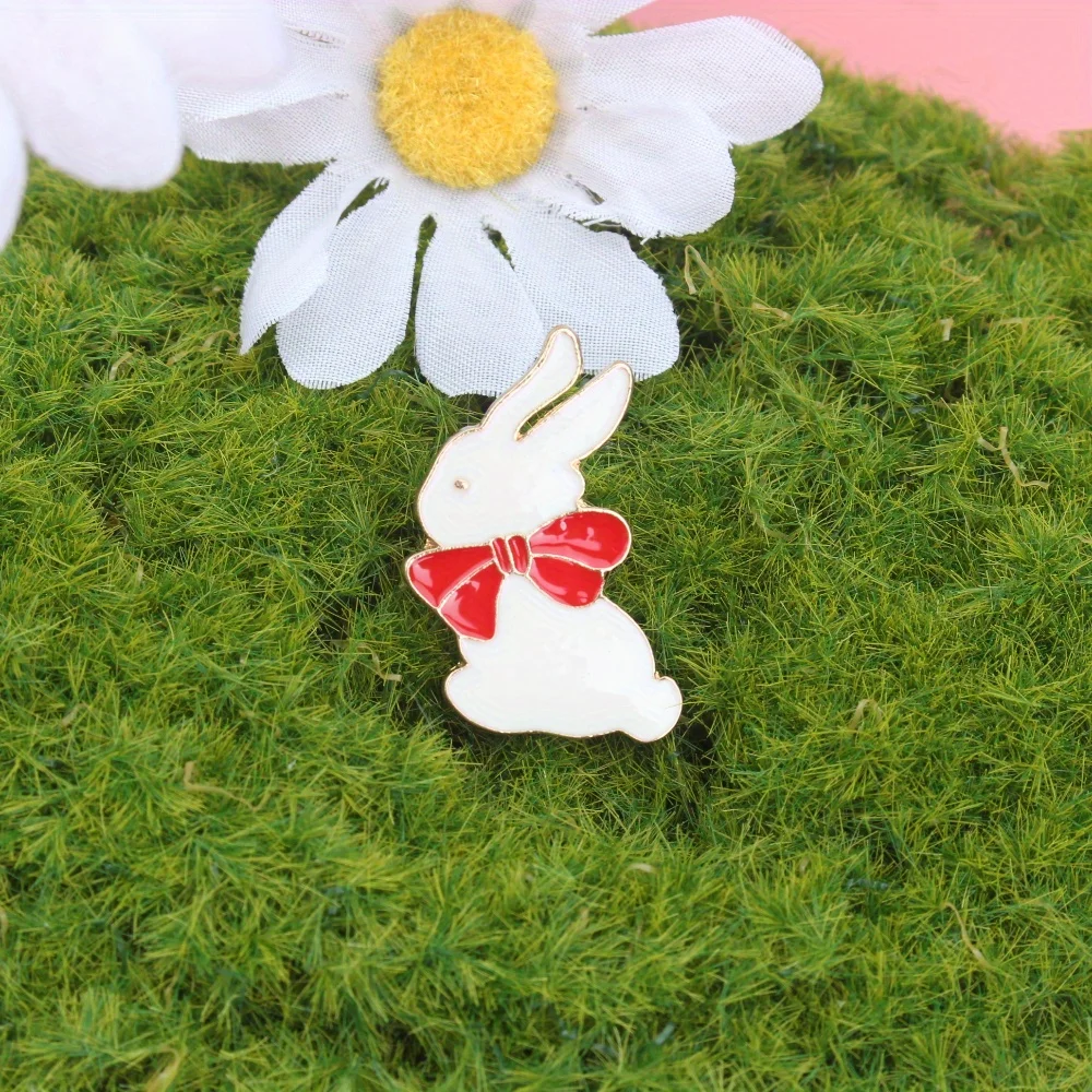 Pin de esmalte conejo blanco animación circular decorativa - imagen 5