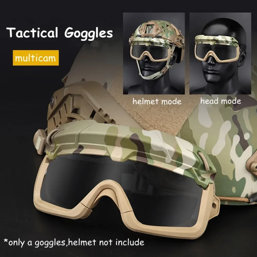 Gafas tácticas para casco con lentes intercambiables, airsoft, caza - imagen 3
