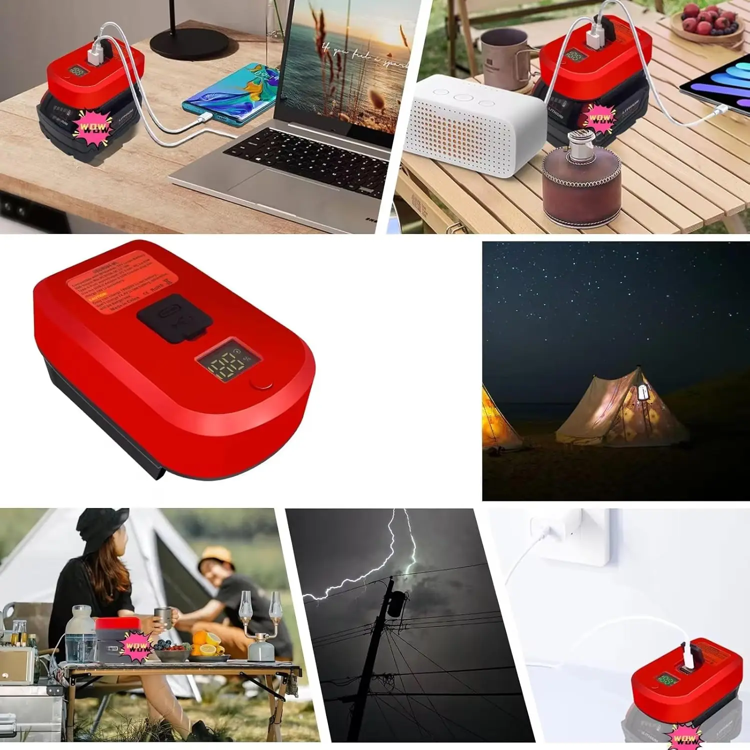 Adaptador USB-C batería Makita Bosch Milwaukee DeWalt carga rápida - imagen 2