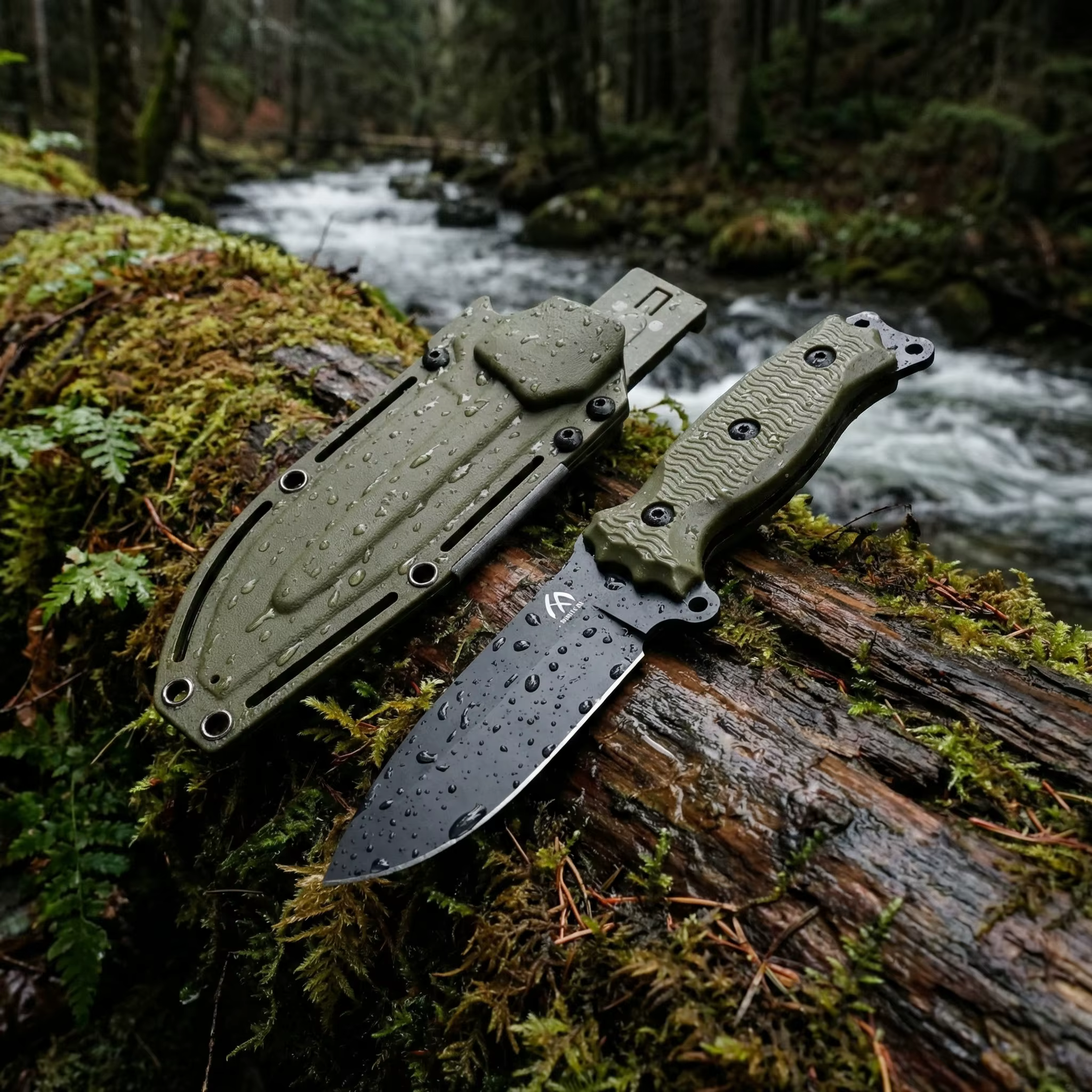 Cuchillo táctico de hoja fija G10 con funda para camping y outdoor