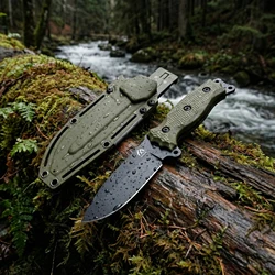 Cuchillo táctico de hoja fija G10 con funda para camping y outdoor