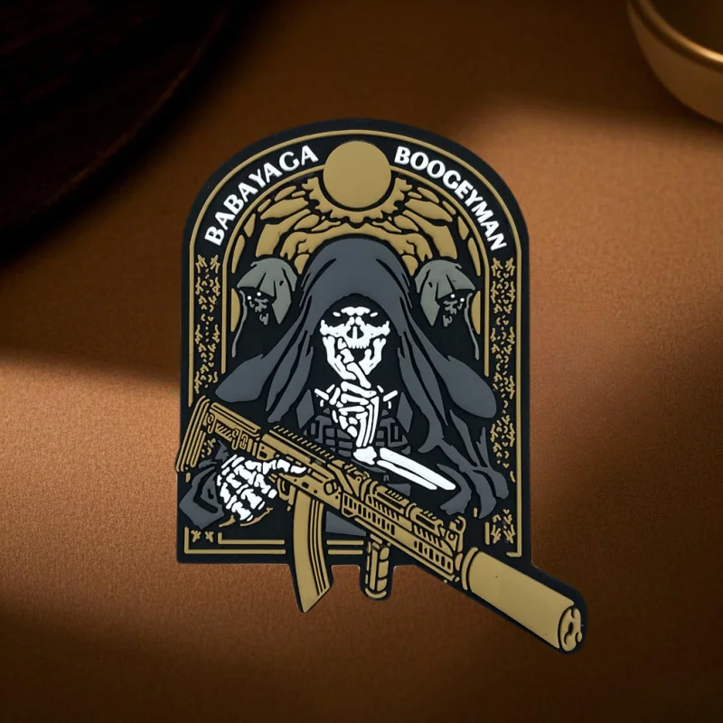 Parche PVC táctico 3D con calavera moral militar – Gancho y bucle - imagen 4