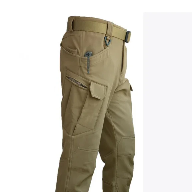Pantalones tácticos impermeables cargo con forro polar Sharkskin - imagen 5