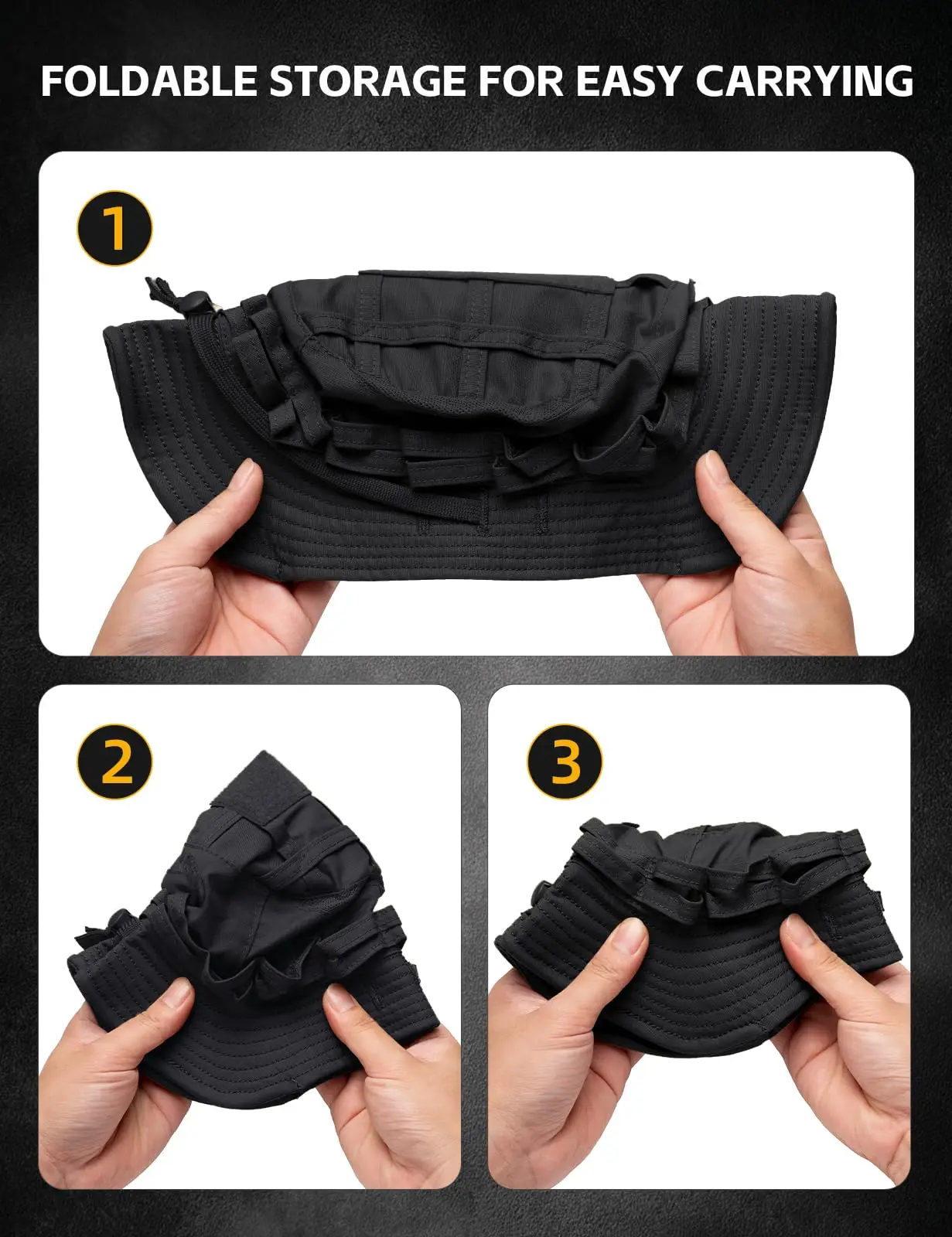 Sombrero táctico plegable transpirable con ala ancha y protección solar - imagen 2